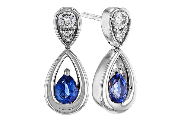 A310-93677: EARRINGS .42 SAPPHIRE .54 TGW (4x3 SAPP)