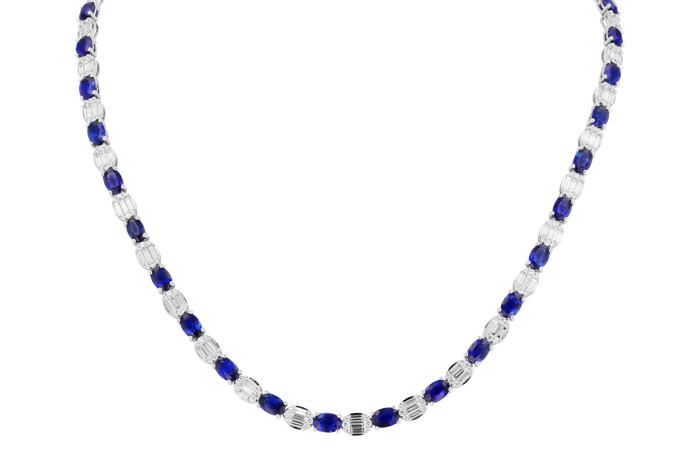A311-83640: NECKLACE 17.68 TW SAPPHIRE 21.82 TGW (17")