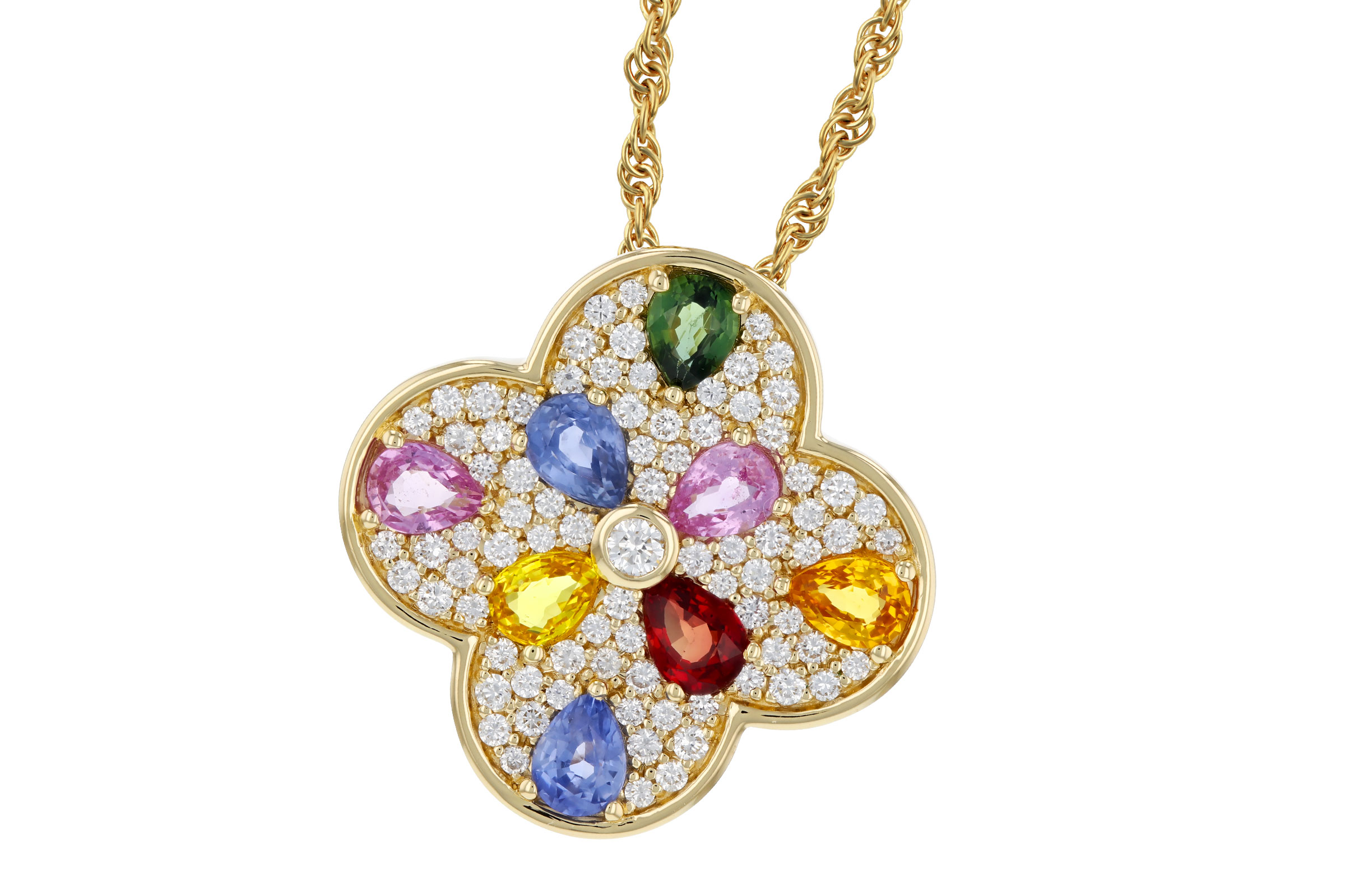 A311-84586: NECKLACE 1.40 MULTI-COLOR SAPPH 1.82 TGW