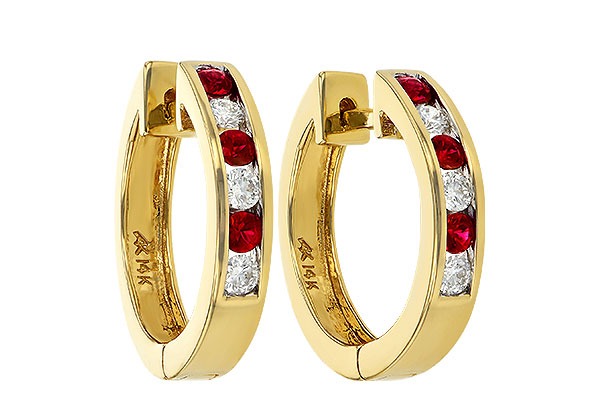 B037-30004: EARRINGS .29 RUBY .50 TGW
