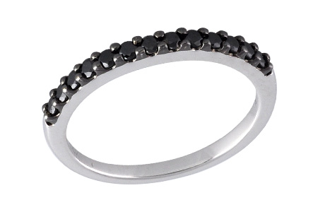 B221-84613: LDS WED RG .29 BLK DIAS TW