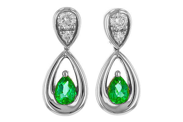 B310-94595: EARRINGS .20 EMERALD .32 TGW (4x3 EMER)
