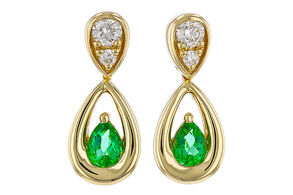 B310-94595: EARRINGS .20 EMERALD .32 TGW (4x3 EMER)
