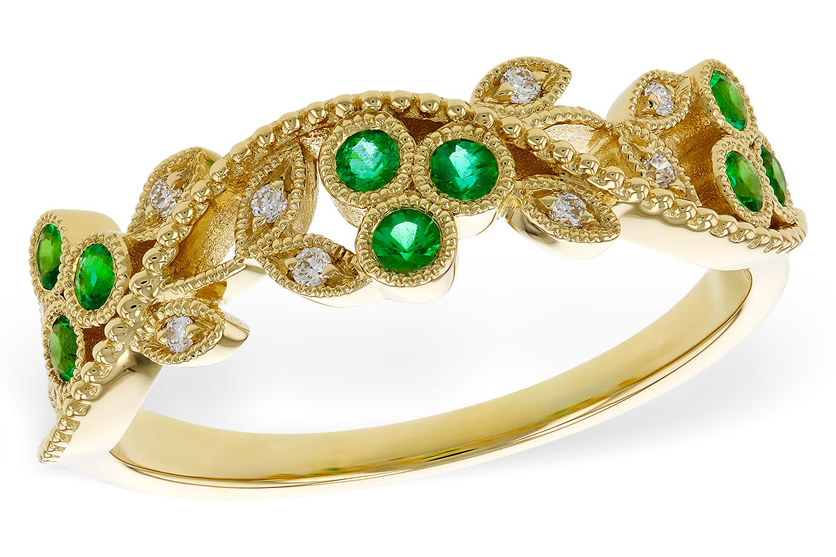 B310-99095: LDS WED RG .17 EMERALD TW .23 TGW