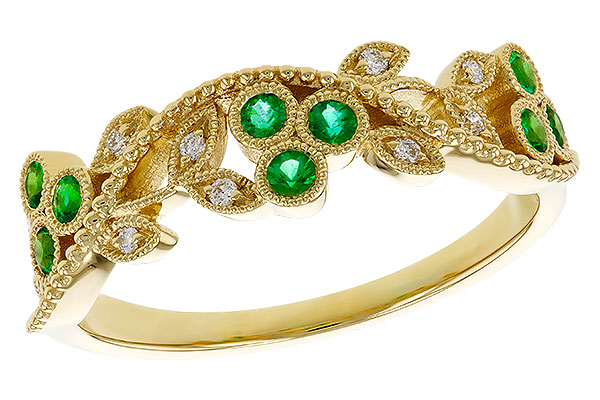 B310-99095: LDS WED RG .17 EMERALD TW .23 TGW