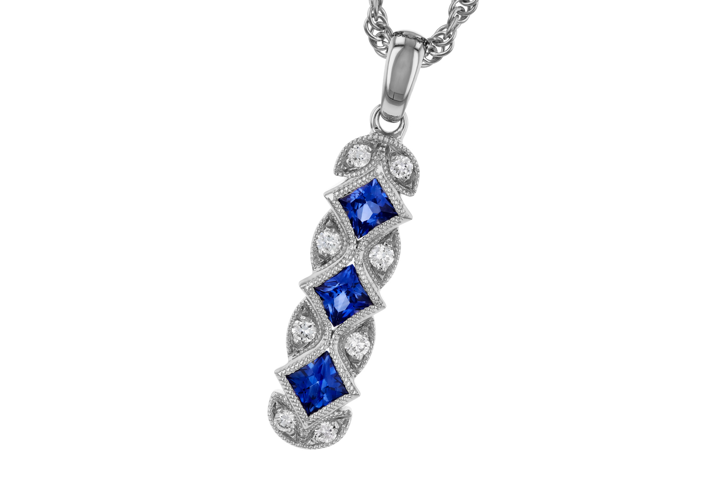 B311-83640: NECKLACE .55 TW SAPPHIRE .64 TGW