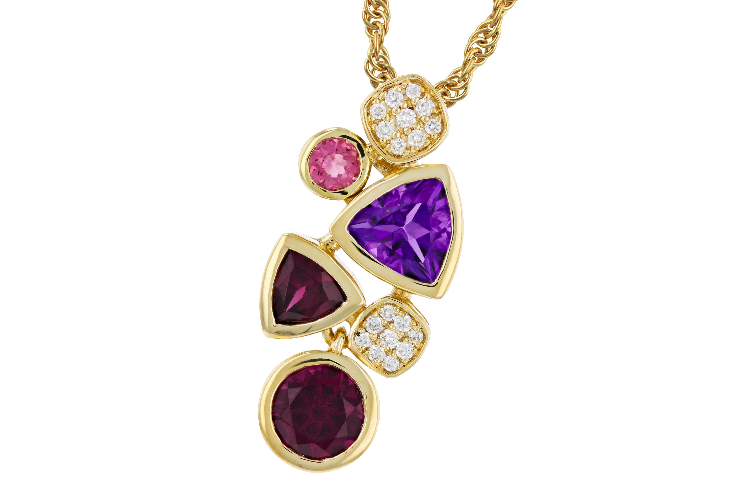 B311-83704: NECKLACE 1.34 SEMI-PREC (AM,RHO,PT) 1.40 TGW