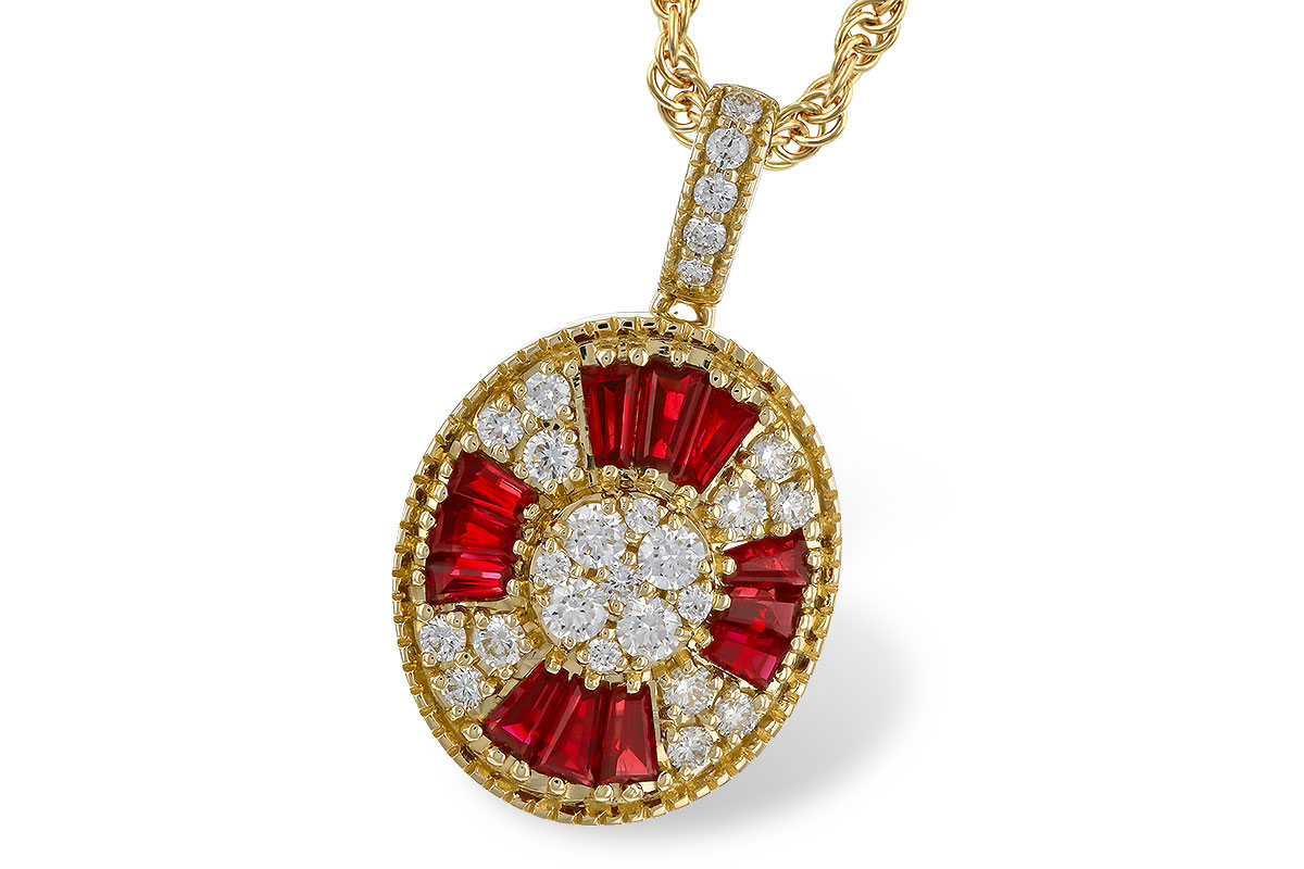 C310-97358: NECKLACE .54 TW RUBY .78 TGW