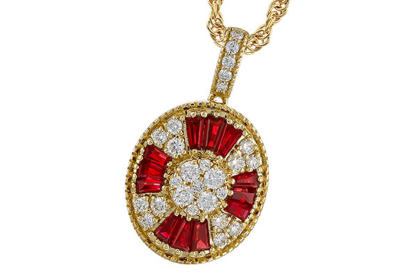 C310-97358: NECKLACE .54 TW RUBY .78 TGW