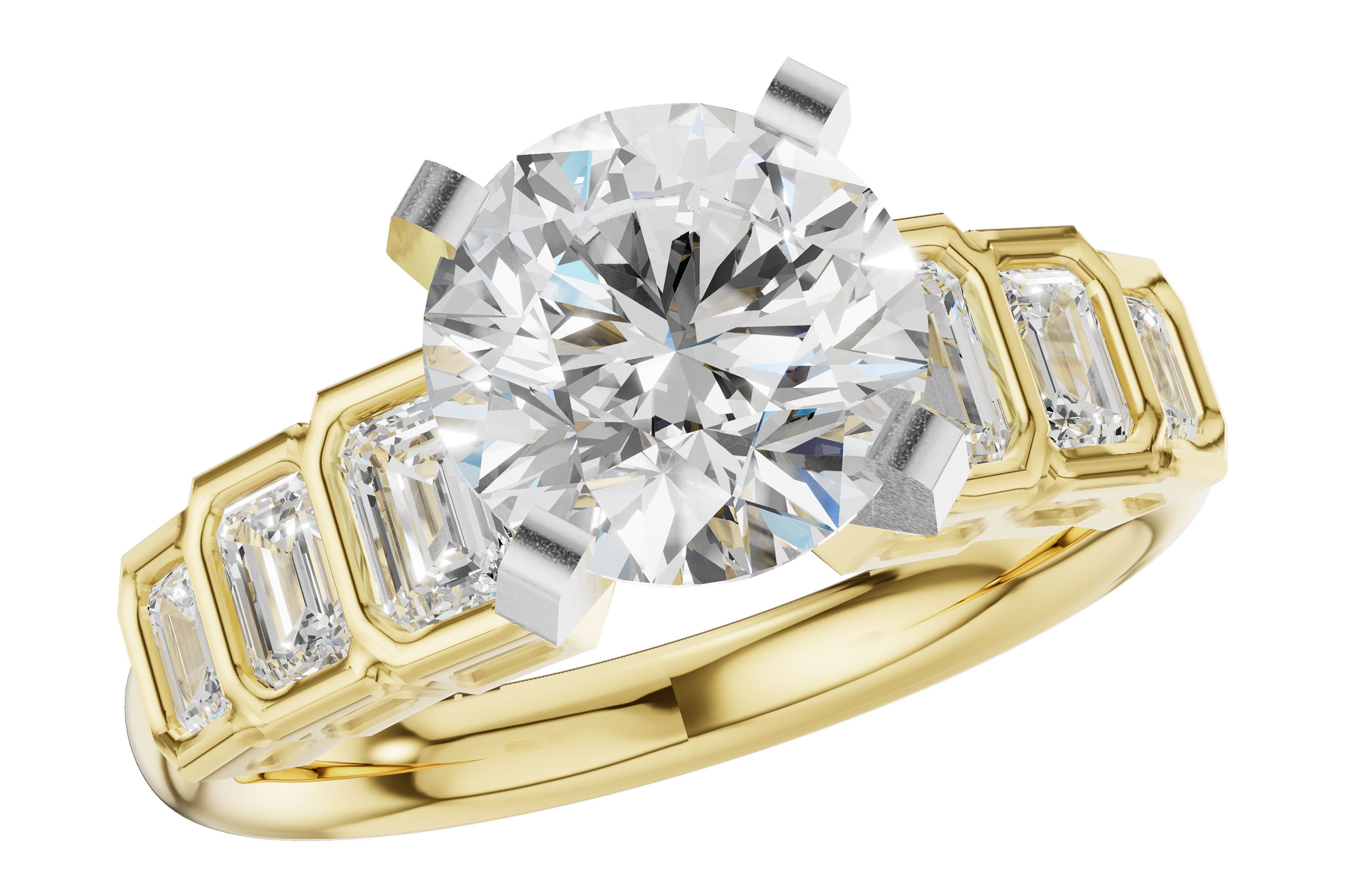 D311-82731: LDS SEMI DIA RG .92 TW EMERALD CUTS