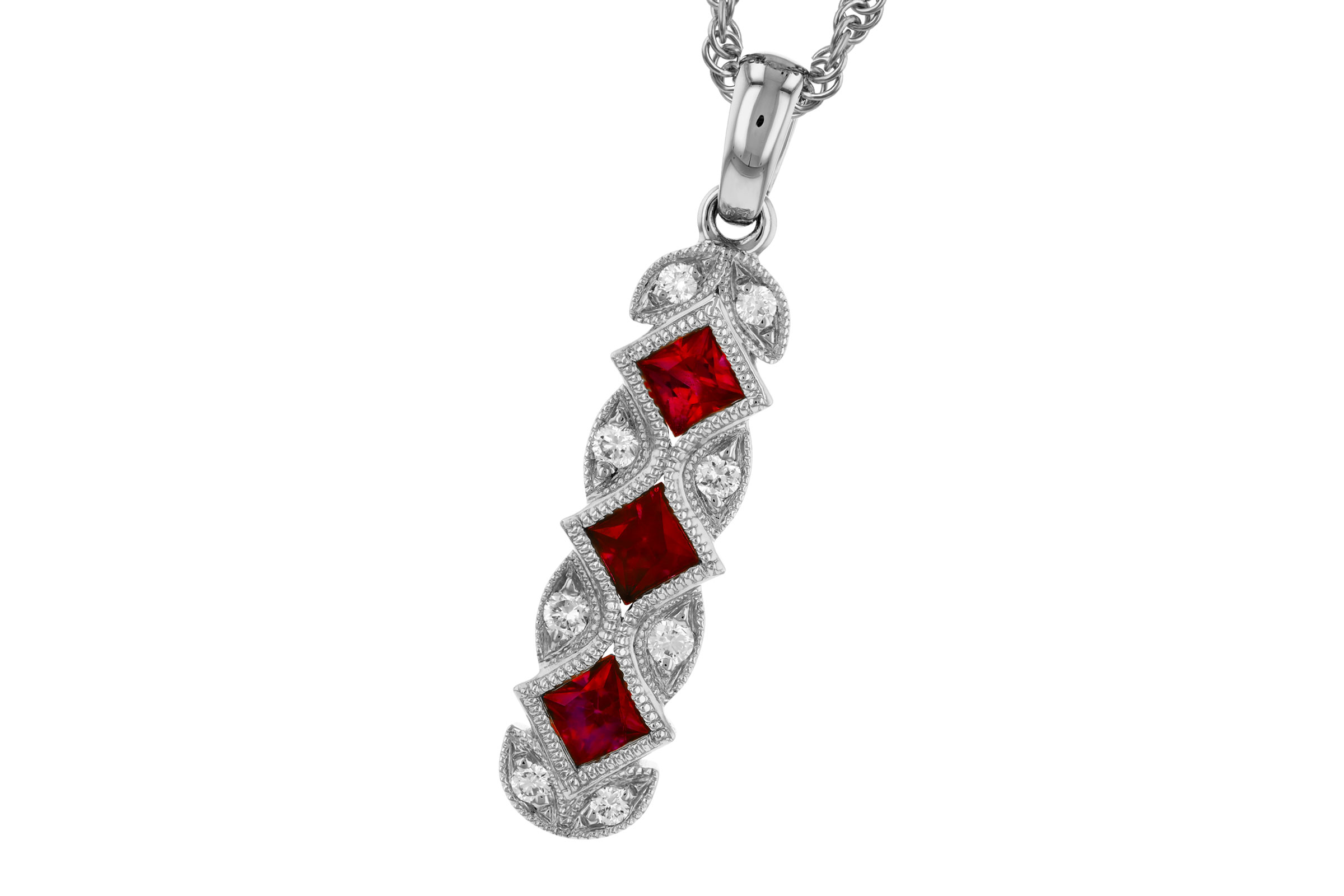 D311-82767: NECKLACE .55 TW RUBY .64 TGW