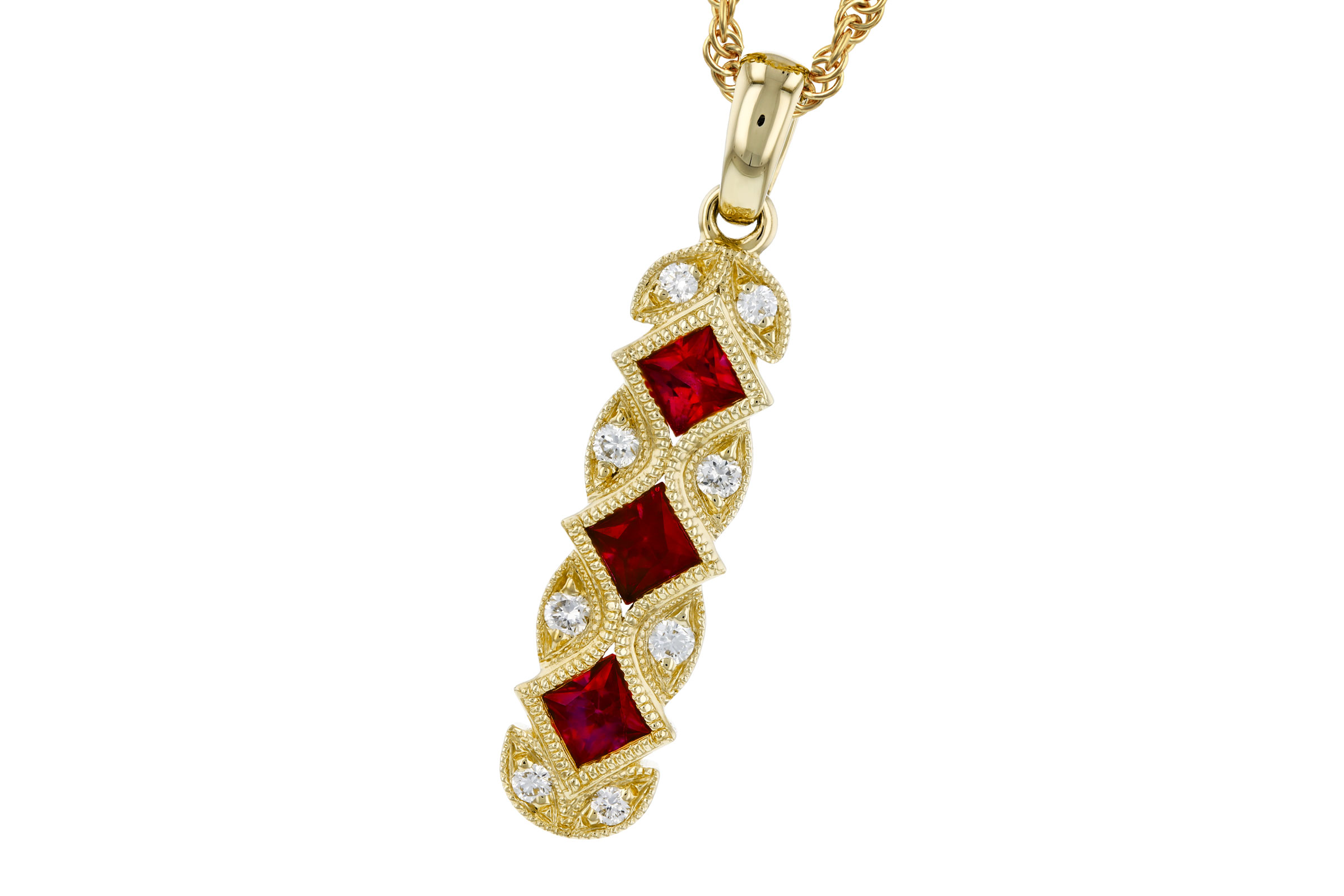 D311-82767: NECKLACE .55 TW RUBY .64 TGW