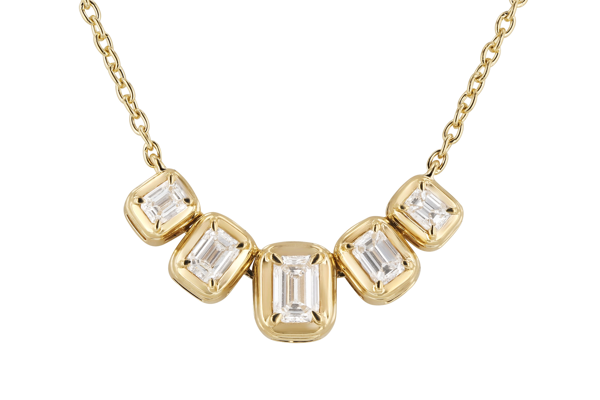 D311-84558: NECKLACE .87 TW EMERALD CUT DIA (18")