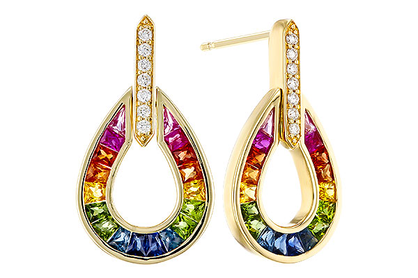 E310-93667: EARRINGS 1.18 MULTI-COLOR SAPP 1.25 TGW