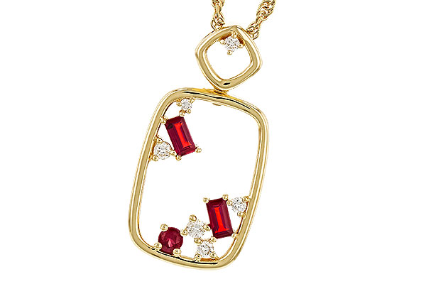 E310-96404: NECKLACE .33 TW RUBY .44 TGW