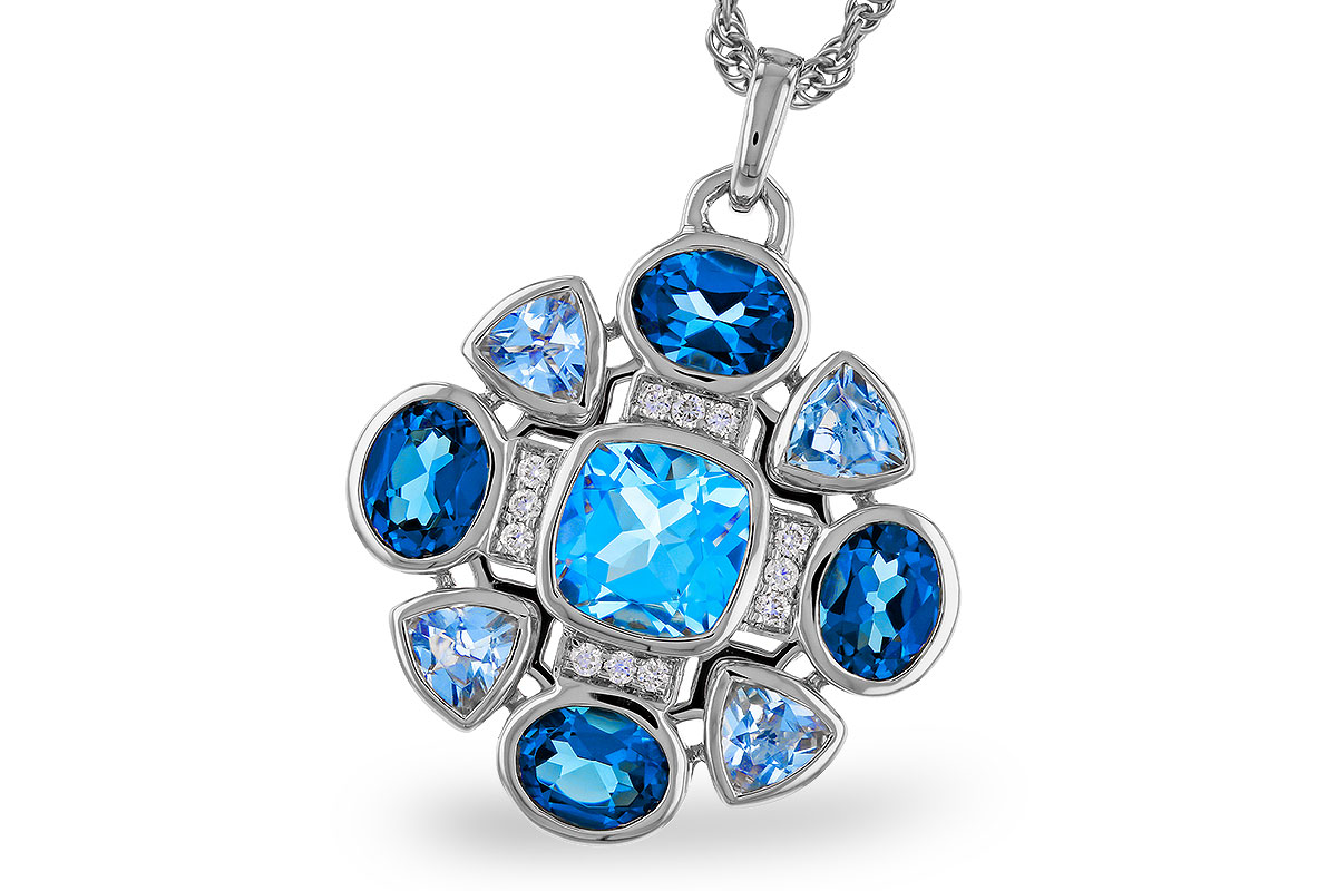 F310-93640: NECKLACE 3.19 TW BLUE TOPAZ 3.25 TGW