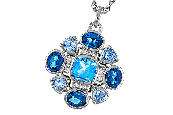 F310-93640: NECKLACE 3.19 TW BLUE TOPAZ 3.25 TGW