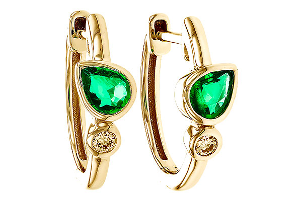 F310-95540: EARRINGS .38 TW EMERALD .44 TGW