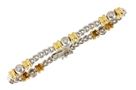 G036-37322: BRACELET WG LINKS & YG BARS .45 TW