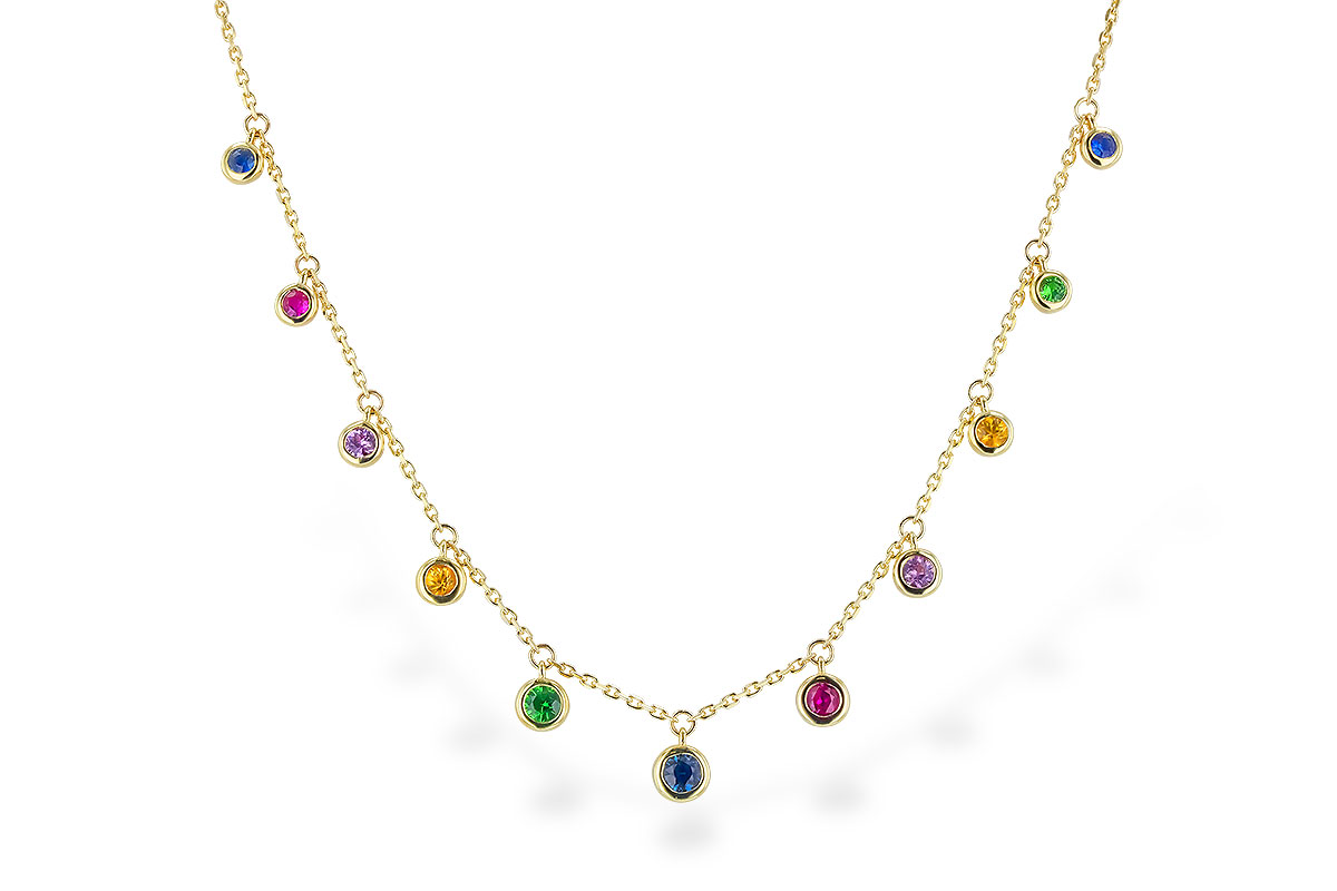 G310-06394: NECK .90 TW MULTI-COLOR SAPPH & GREEN GARNET (18")