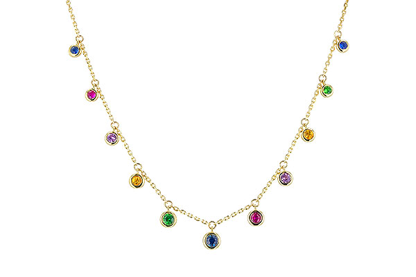 G310-06394: NECK .90 TW MULTI-COLOR SAPPH & GREEN GARNET (18")