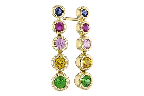 G310-08267: EARR .60 TW MULTI-COLOR SAPPH & GREEN GARNET