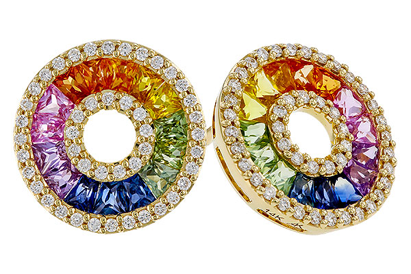 G310-93667: EARRINGS 2.10 MULTI-COLOR SAPP 2.37 TGW