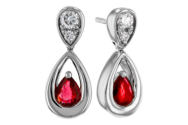 G310-93676: EARRINGS .40 RUBY .52 TGW (4x3 RUBY)