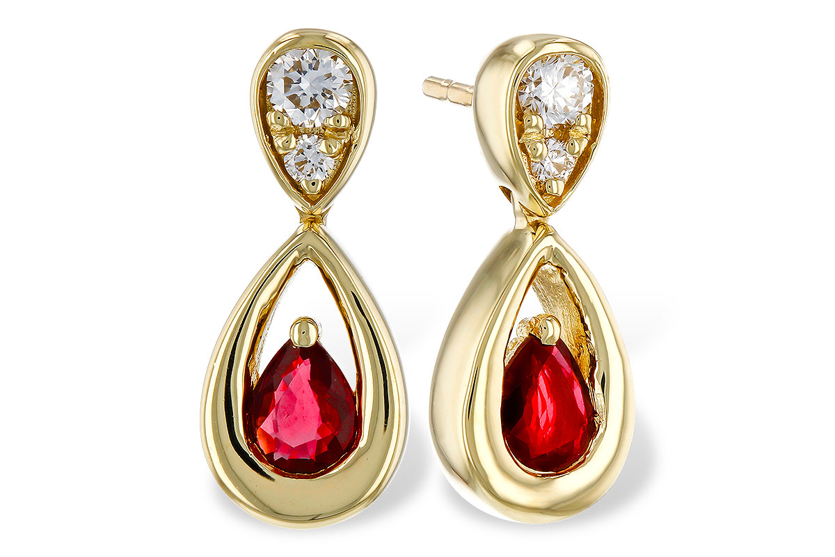 G310-93676: EARRINGS .40 RUBY .52 TGW (4x3 RUBY)