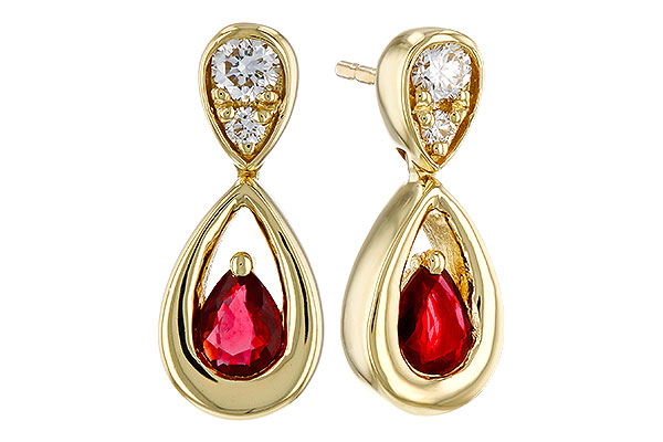 G310-93676: EARRINGS .40 RUBY .52 TGW (4x3 RUBY)