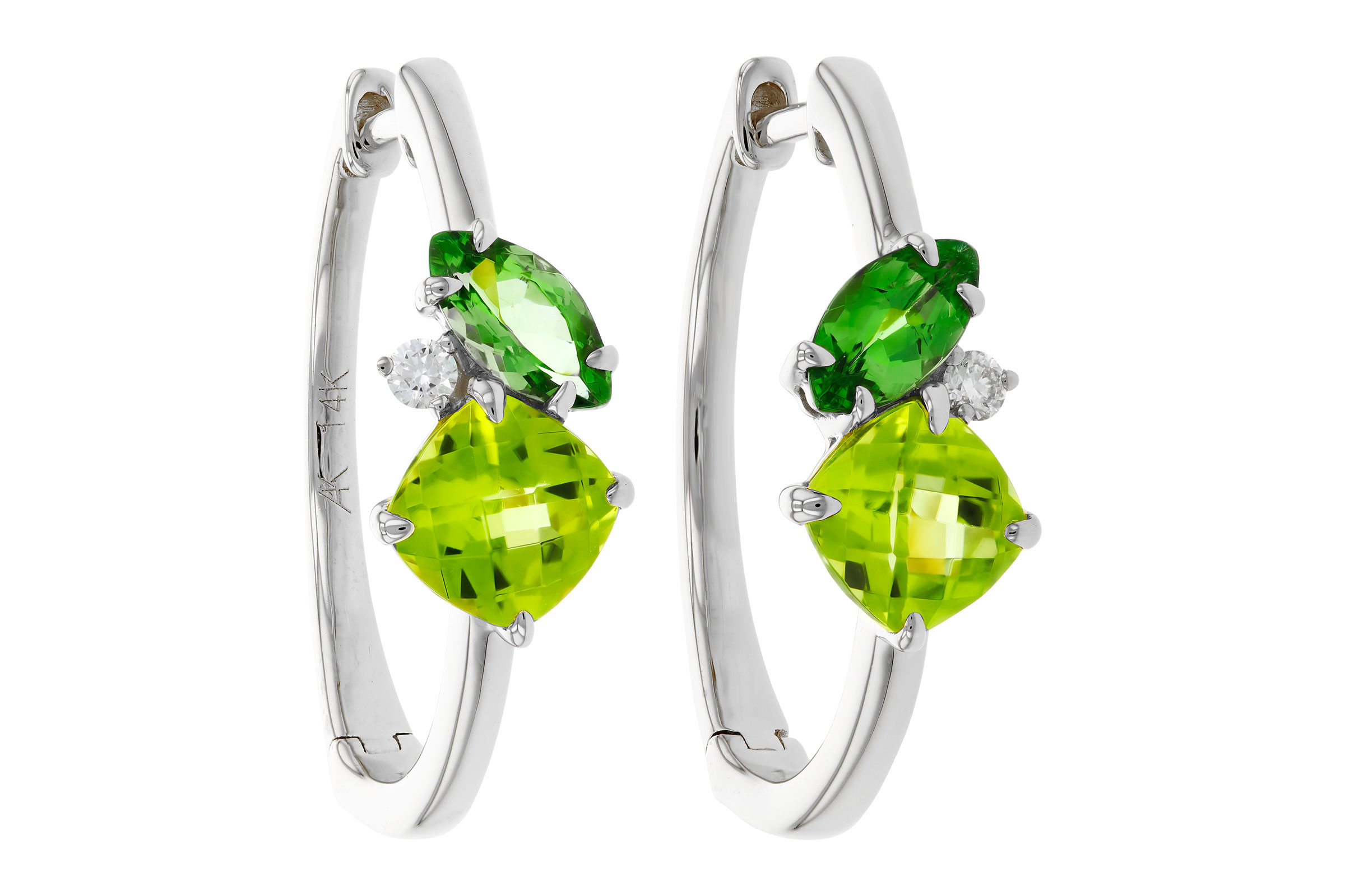 G311-83649: EARRINGS 1.69 TW SEMI-PREC (PER,TSAV) 1.73 TGW