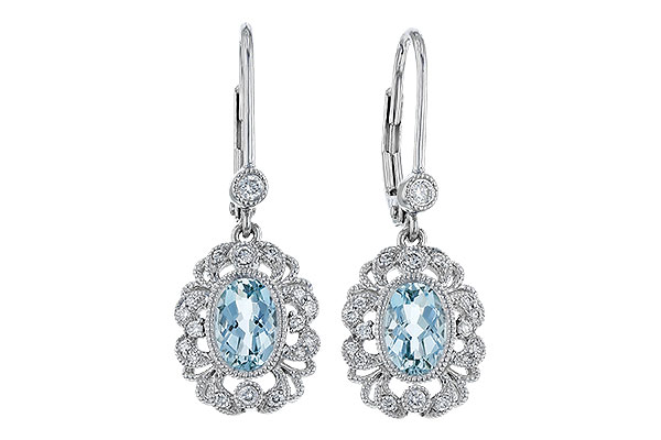 H310-91867: EARRINGS .75 TW AQUA .92 TGW (7x5MM AQUA)