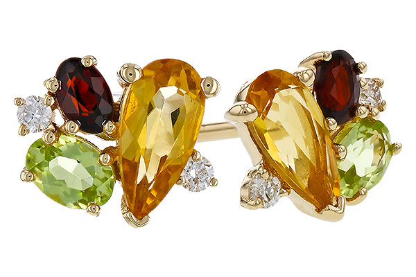 H310-93667: EARRINGS .66 SEMI PREC (CIT,PER,GAR) .70 TGW