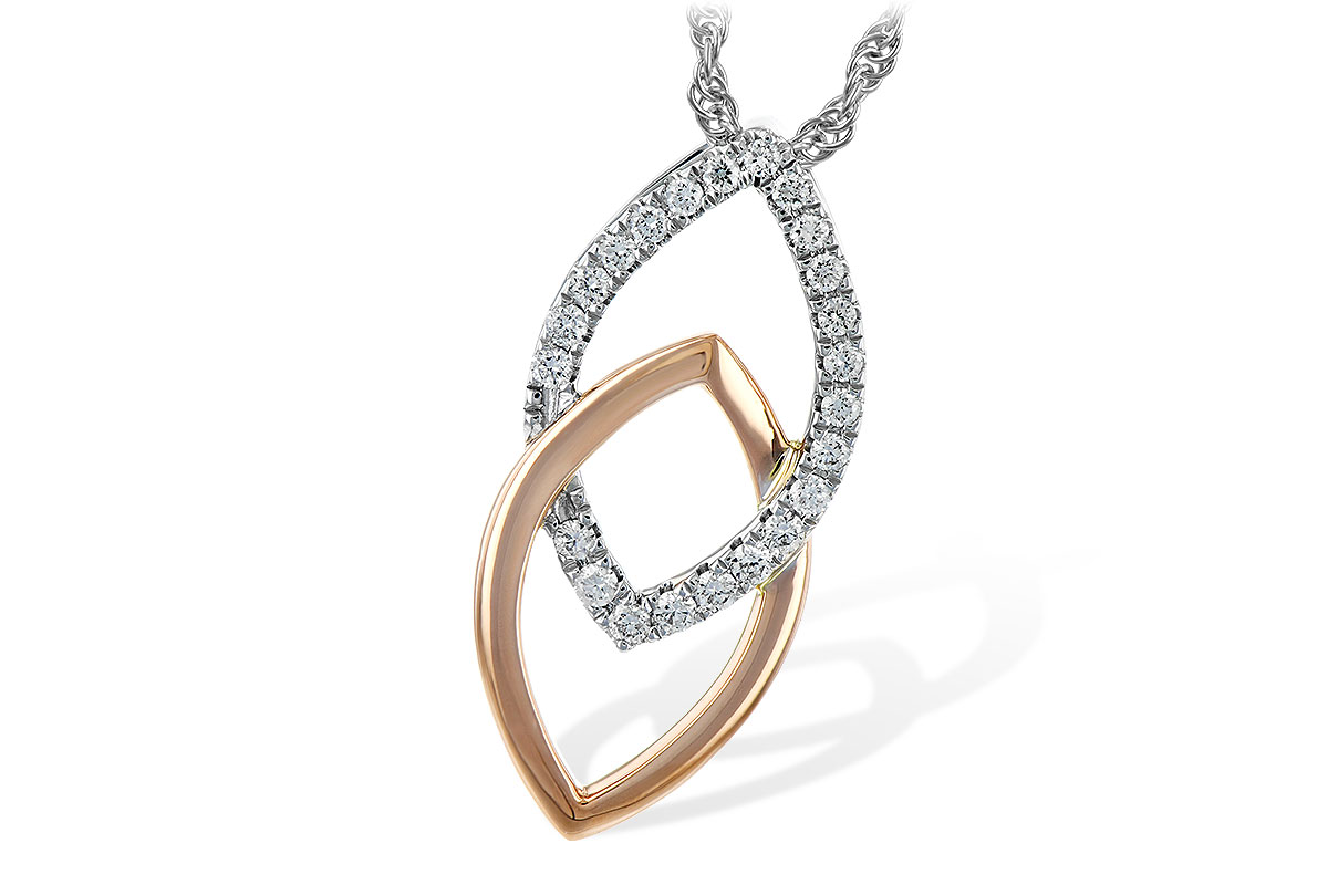 K225-52803: NECKLACE .20 TW (ROSE & WG)