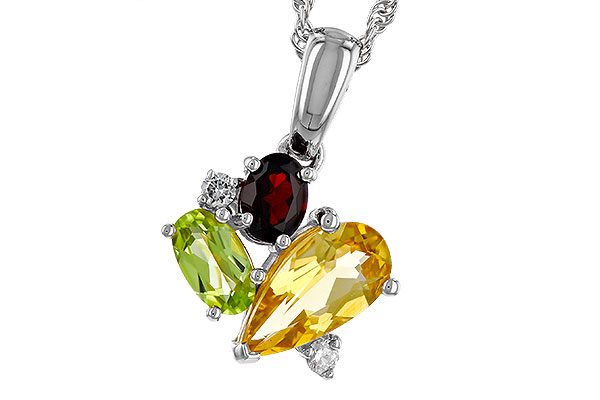 K310-93667: NECKLACE .79 SEMI PREC (CIT,PER,GAR) .82 TGW