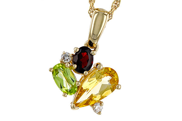 K310-93667: NECKLACE .79 SEMI PREC (CIT,PER,GAR) .82 TGW