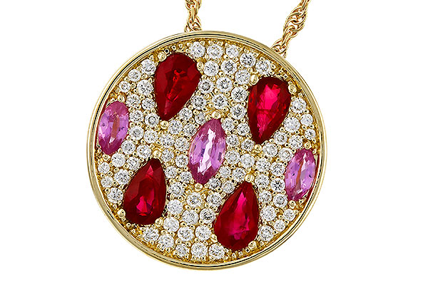 K310-99103: NECK 1.42 TW PRECIOUS (RUBY & PINK SAPP) 1.82 TGW