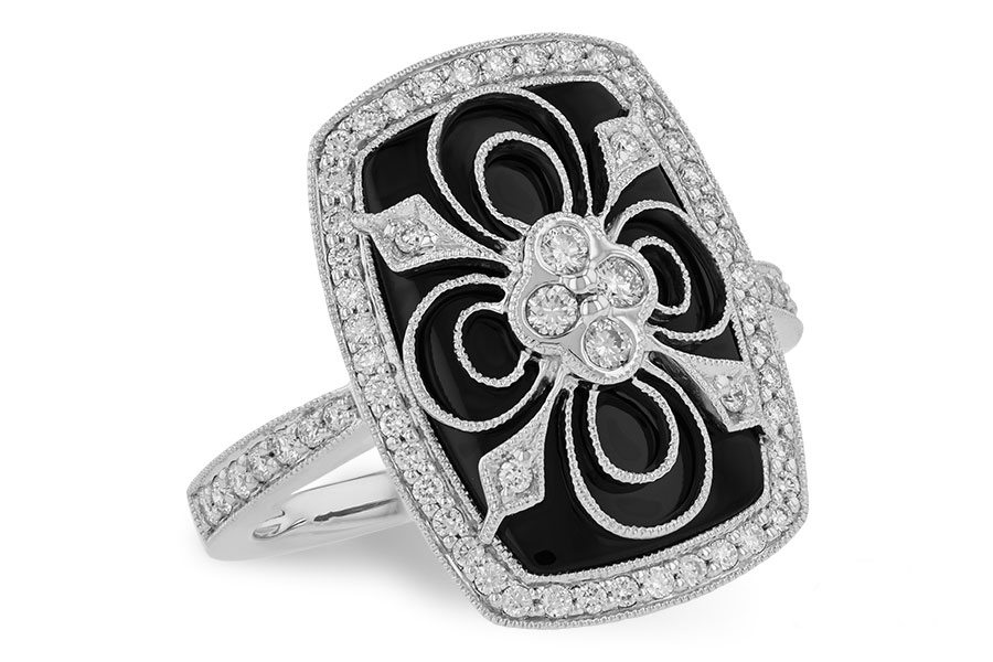 L036-40958: LDS ONYX & DIA RG .44 TW