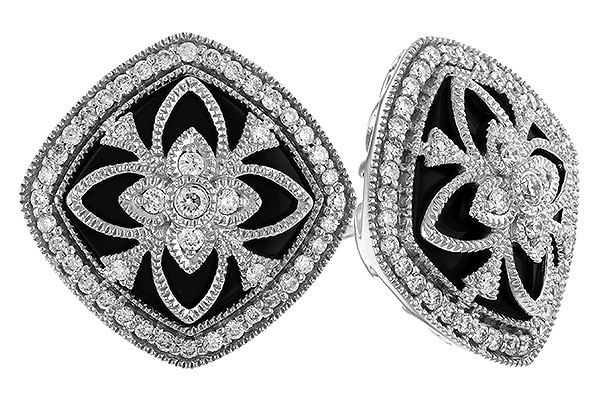 L310-06440: DIA & ONYX EARRINGS .38 TW