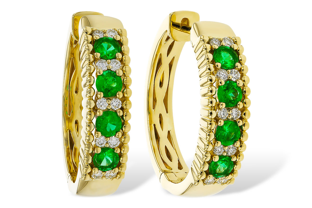 L310-99176: EARRINGS .33 TW EMERALD .45 TGW
