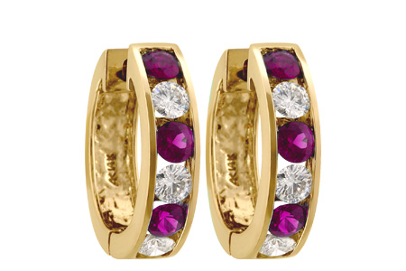 M037-30003: EARRINGS 1.22 RUBY 2.06 TGW