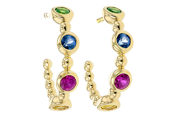 M311-81821: EARR .68 TW MULTI-COLOR SAPPH & GREEN GARNET